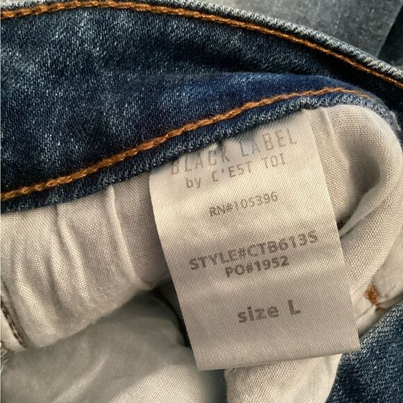 BLACK LABEL C'EST TOI SIZE LARGE DISTRESSED CUT OFF JEAN SHORTS FRAYED HEM - Picture 7 of 7